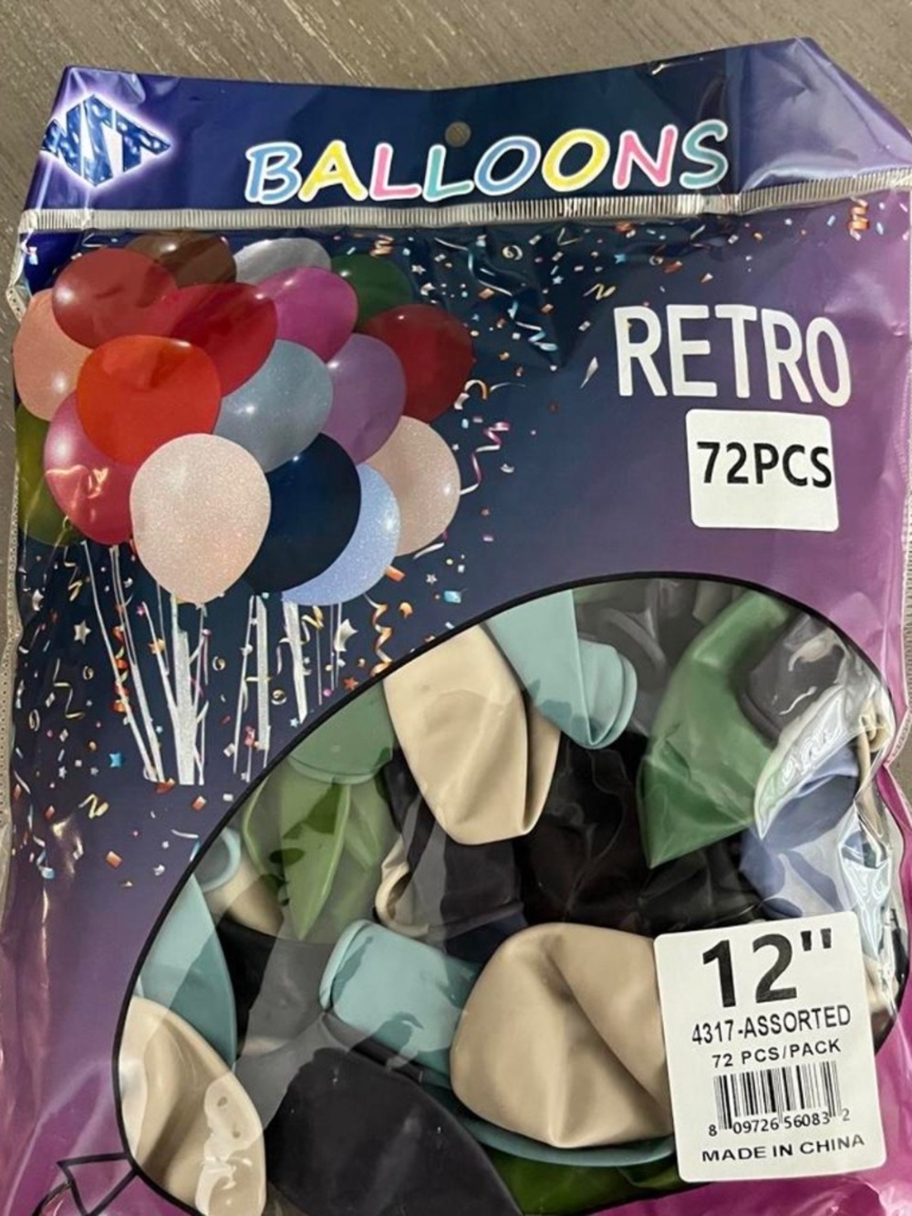 12" Assorted RETRO Colors Latex Party Balloons Pack of 72